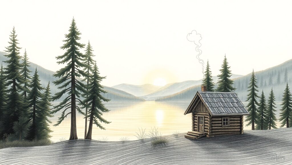 Serene Mountain Retreat at – free AI stock image