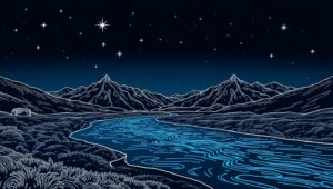 Serene Night at the River – free AI stock image