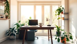 Serene Office Space in Natural Light – free AI stock image