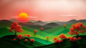 Serene Paper-Cut Landscape Scene – free AI stock image