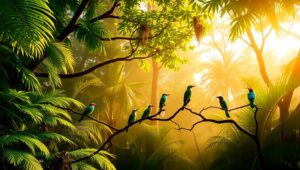 Serene Rainforest Canopy Scene – free AI stock image