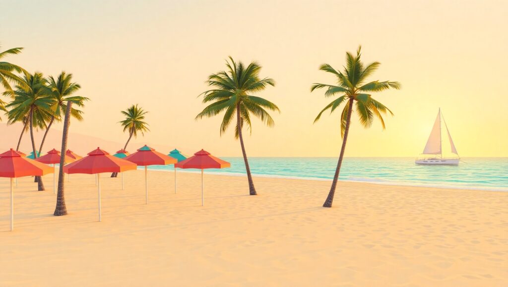 Serene Sunrise Beach Vibes – free AI stock image