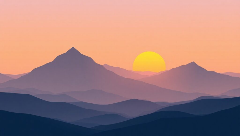 Serene Sunrise Over Flat Mountains – free AI stock image