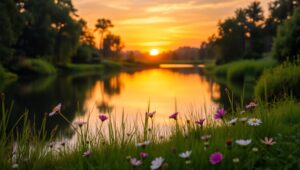 Serene Sunset Over a Tranquil Lake L3Z – free AI stock image