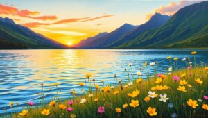 Serene Sunset Over Tranquil – free AI stock image