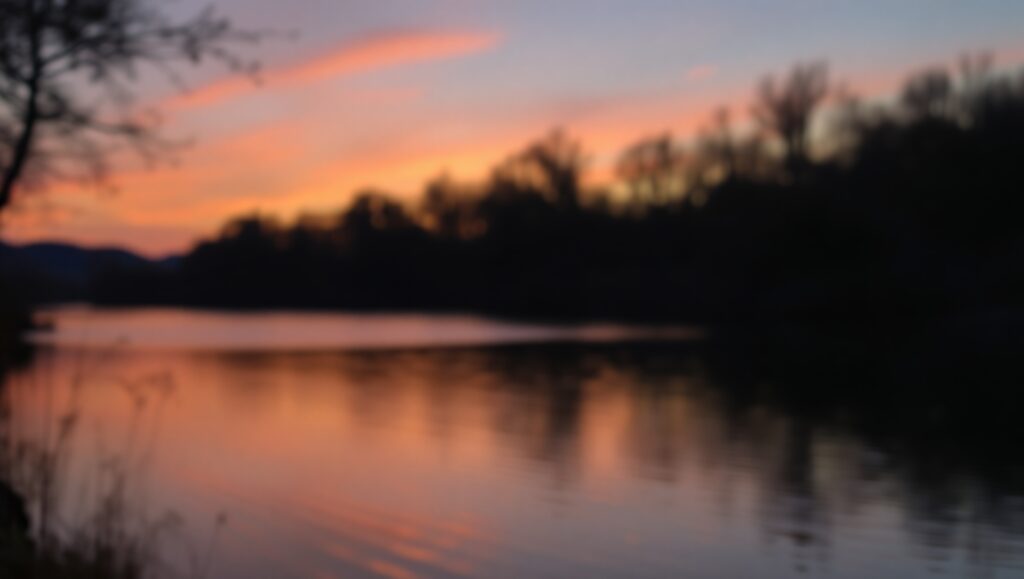 Serene Sunset Reflections in Bokeh – free AI stock image
