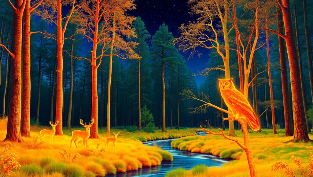Serene Thermal Vision Forest at Dusk – free AI stock image