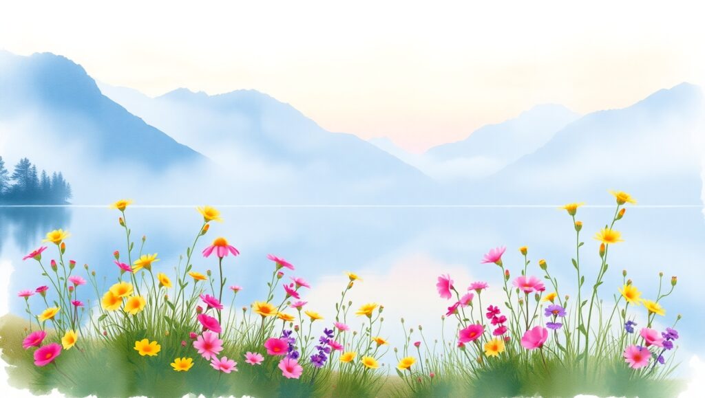 Serenity at Dawn by the Lake QOt – free AI stock image