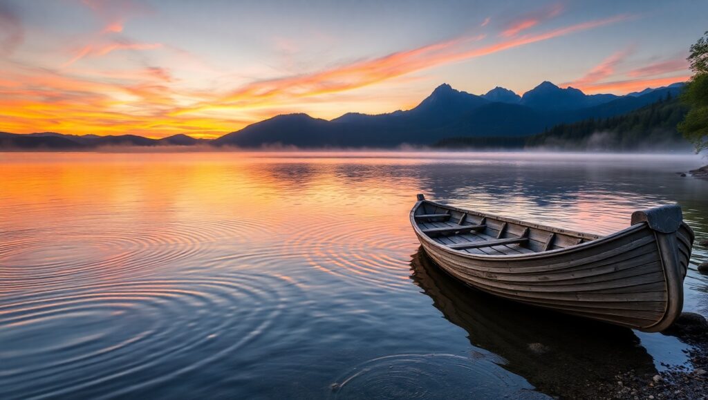 Serenity at Dusk by the Lake – free AI stock image