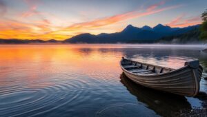 Serenity at Dusk by the Lake – free AI stock image