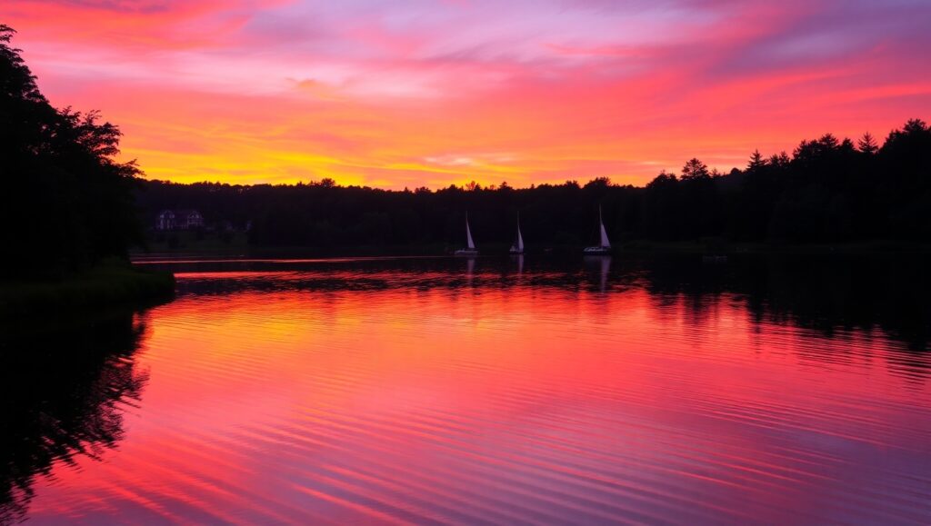 Serenity at Sunset – free AI stock image