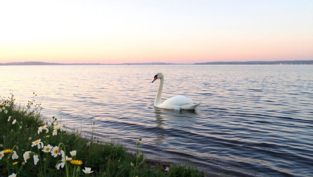 Serenity by the Lakeside at Dusk – free AI stock image