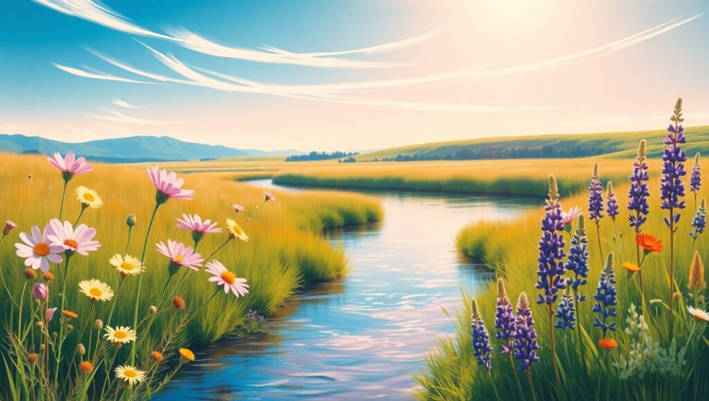 Serenity by the Riverbank – free AI stock image