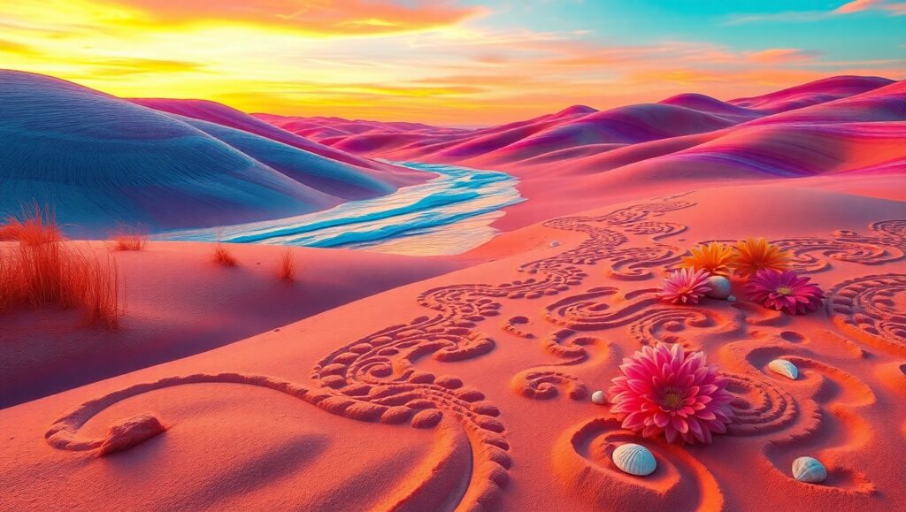 Serenity in Colored Sand – free AI stock image