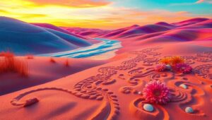 Serenity in Colored Sand – free AI stock image