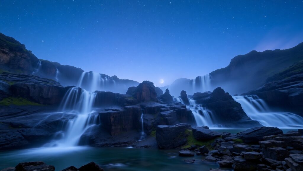 Serenity in Motion: Long Exposure Landscapes – free AI stock image