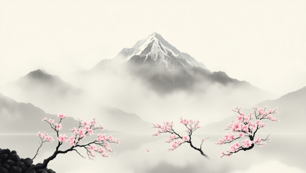 Serenity in Mountain Mist – free AI stock image