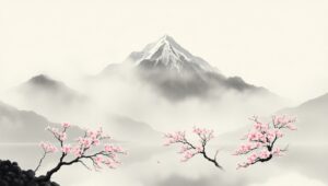 Serenity in Mountain Mist – free AI stock image