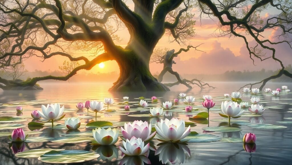Serenity in Nature’s Embrace – free AI stock image