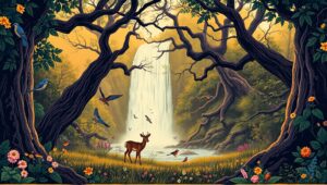 Serenity in the Ancient Forest – free AI stock image