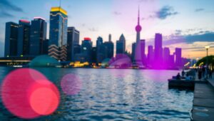 Serenity of City Lights at Night – free AI stock image