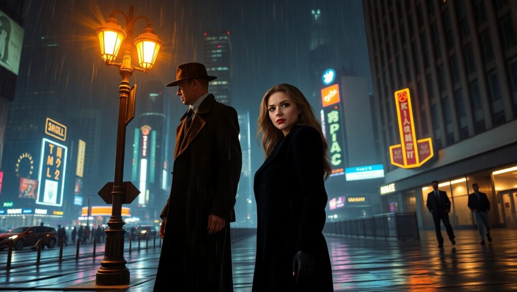 Shadowed Streets of Midnight Mystery – free AI stock image