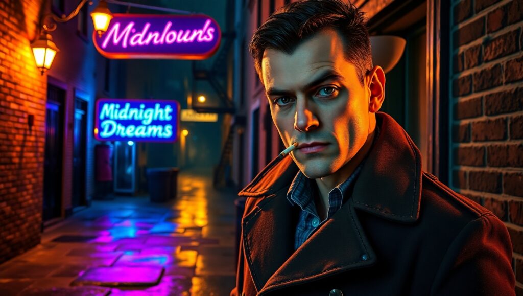 Shadows in the Rainy Alley – free AI stock image