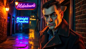 Shadows in the Rainy Alley – free AI stock image