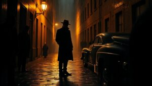 Shadows in the Rainy Alley 6ub – free AI stock image