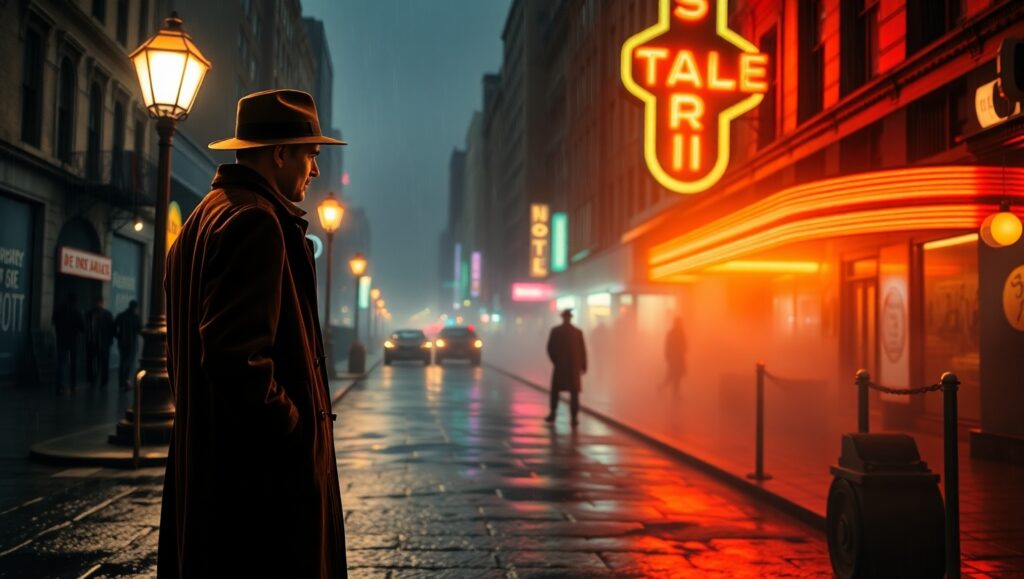 Shadows in the Rainy City – free AI stock image