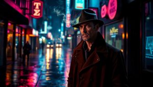 Shadows in the Rainy Night – free AI stock image