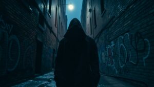 Shadows in the Silent Alley – free AI stock image
