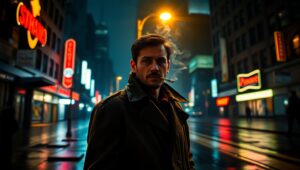 Shadows of a Rainy Night – free AI stock image