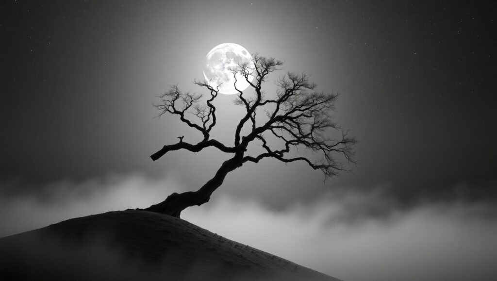 Silent Serenity in Monochrome – free AI stock image