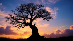 Silhouette in Abstract Nature – free AI stock image