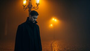 Silhouette in the Foggy Night – free AI stock image