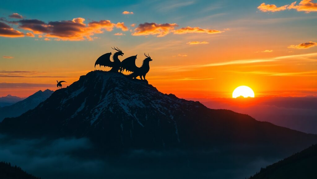 Silhouetted Creatures at Dusk – free AI stock image