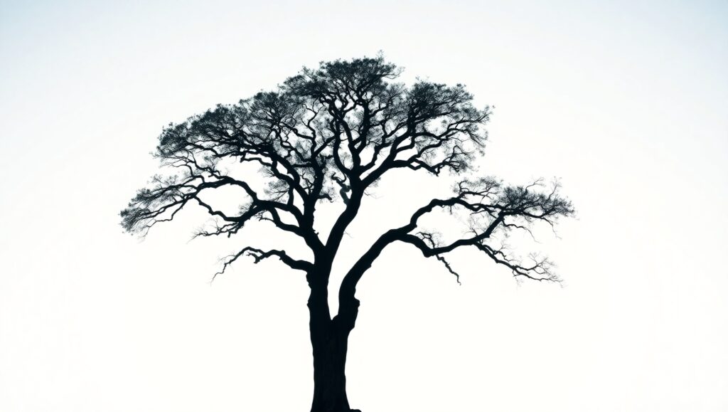 Solitary Oak in Gradient Serenity – free AI stock image