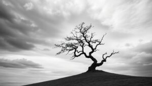 Solitude Under Swirling Skies – free AI stock image