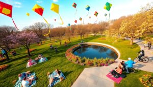 Springtime Serenity Over the City Park – free AI stock image