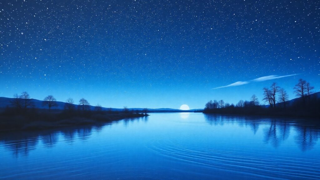 Starlit River in Tranquil Nature – free AI stock image