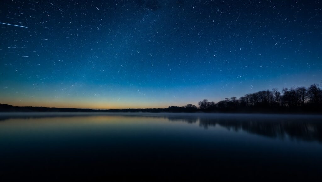 Starry Lake with Ethereal Reflections – free AI stock image