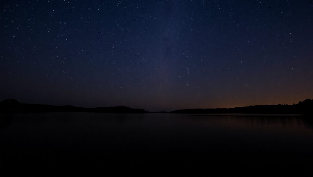 Starry Night by the Lakeside – free AI stock image