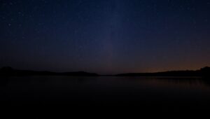 Starry Night by the Lakeside – free AI stock image