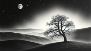 Starry Night Over Rolling Hills foy – free AI stock image