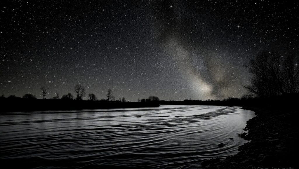 Starry River in Duotone Style – free AI stock image