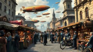 Steampunk Marketplace in Full Swing g5S – free AI stock image