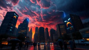 Stormy Cityscape of Emotion – free AI stock image