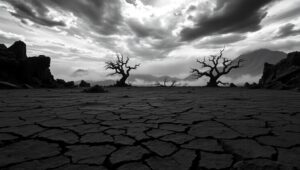Stormy Landscape in Monochrome – free AI stock image