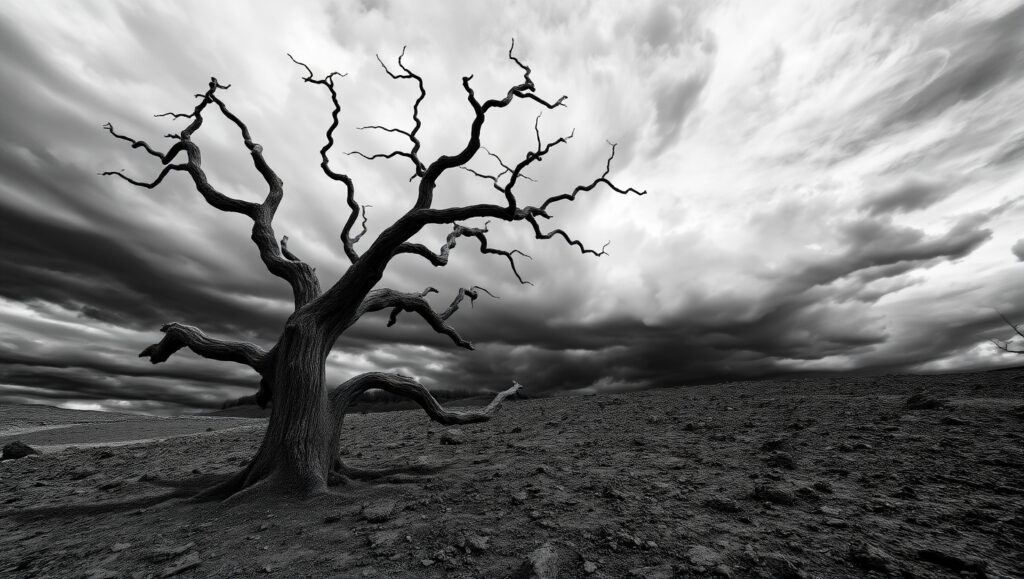 Stormy Tree in Monochrome – free AI stock image